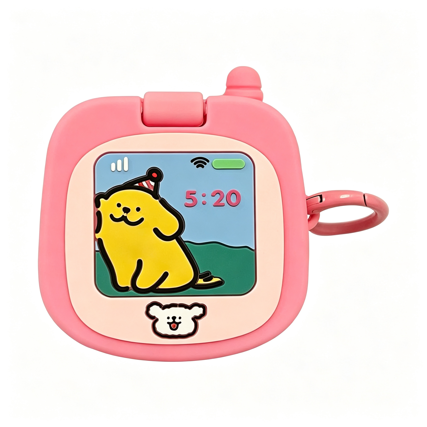 3D Kawaii Soft Silicone Makeup Mirror Puppy Retro Pink Cover For Airpods