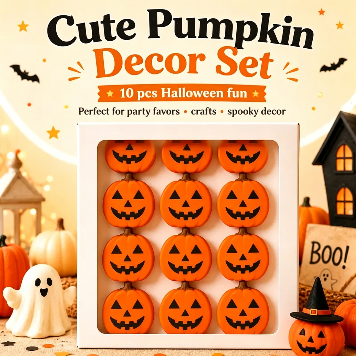 10‑Pack Halloween Jack‑O‑Lantern Decorative Knob Covers