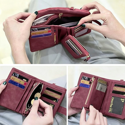 Women's RFID Slim Card Holder Wallet | Thin Bifold Multi Card Case with Zipper