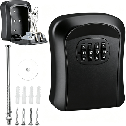 Wall Mount Key Lock Box - 4 Digit Combination Lockbox for Keys Safe Security