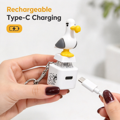 2Pack Seagull MINE! Button Keychain with Real Sound Effect and LED Light