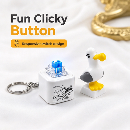 2Pack Seagull MINE! Button Keychain with Real Sound Effect and LED Light