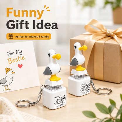 2Pack Seagull MINE! Button Keychain with Real Sound Effect and LED Light