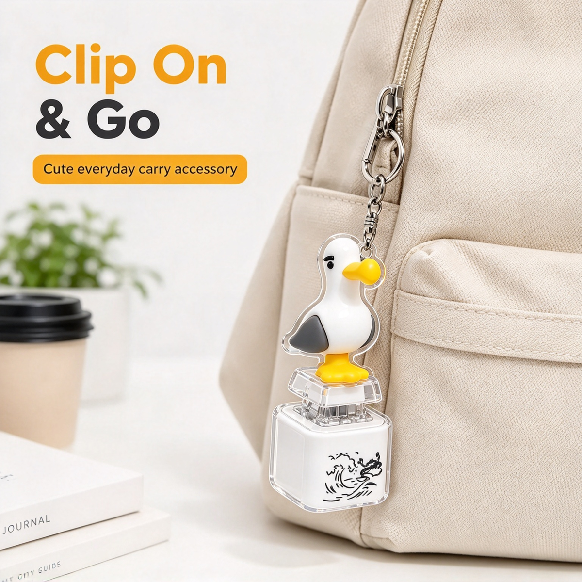 2Pack Seagull MINE! Button Keychain with Real Sound Effect and LED Light