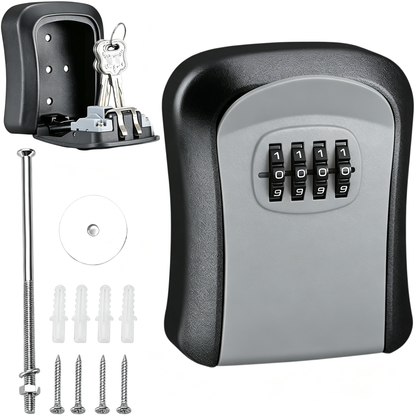Wall Mount Key Lock Box - 4 Digit Combination Lockbox for Keys Safe Security
