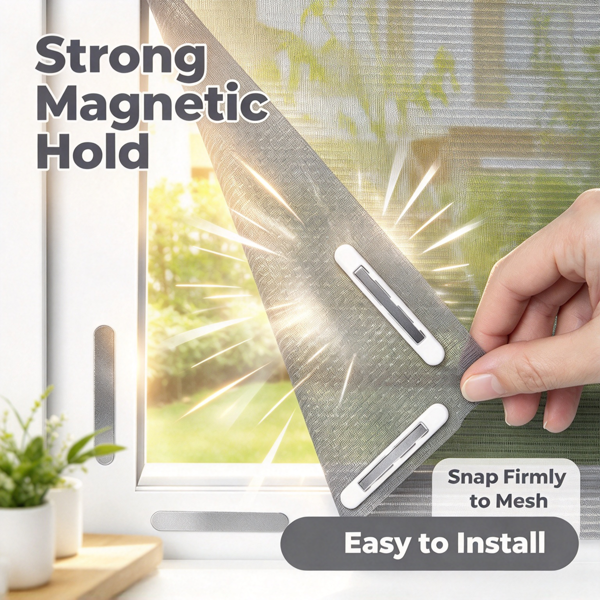 Magnetic Window Screen, No Drilling & Easy Installation, Cuttable Size