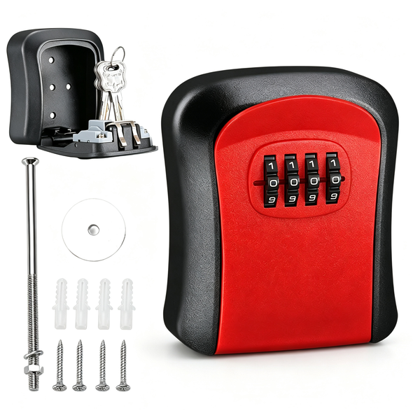 Wall Mount Key Lock Box - 4 Digit Combination Lockbox for Keys Safe Security