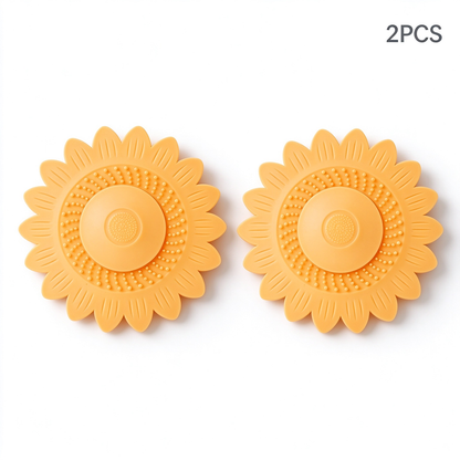 2Pcs Sunflower Silicone Drain Cover Hair Catcher and Odor Stopper