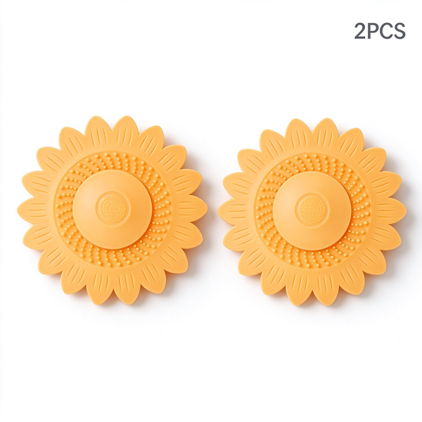 2Pcs Sunflower Silicone Drain Cover Hair Catcher and Odor Stopper
