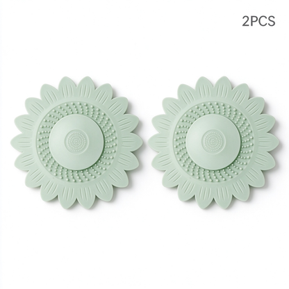 2Pcs Sunflower Silicone Drain Cover Hair Catcher and Odor Stopper