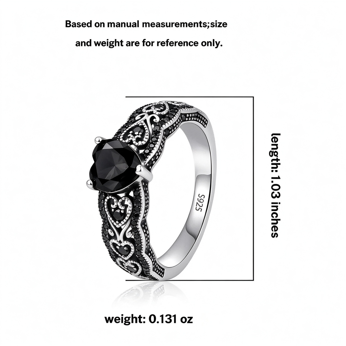 Vintage Black Synthetic Obsidian Ring Energy Crystal Ring