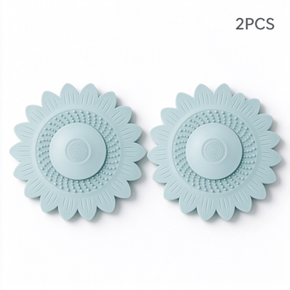 2Pcs Sunflower Silicone Drain Cover Hair Catcher and Odor Stopper