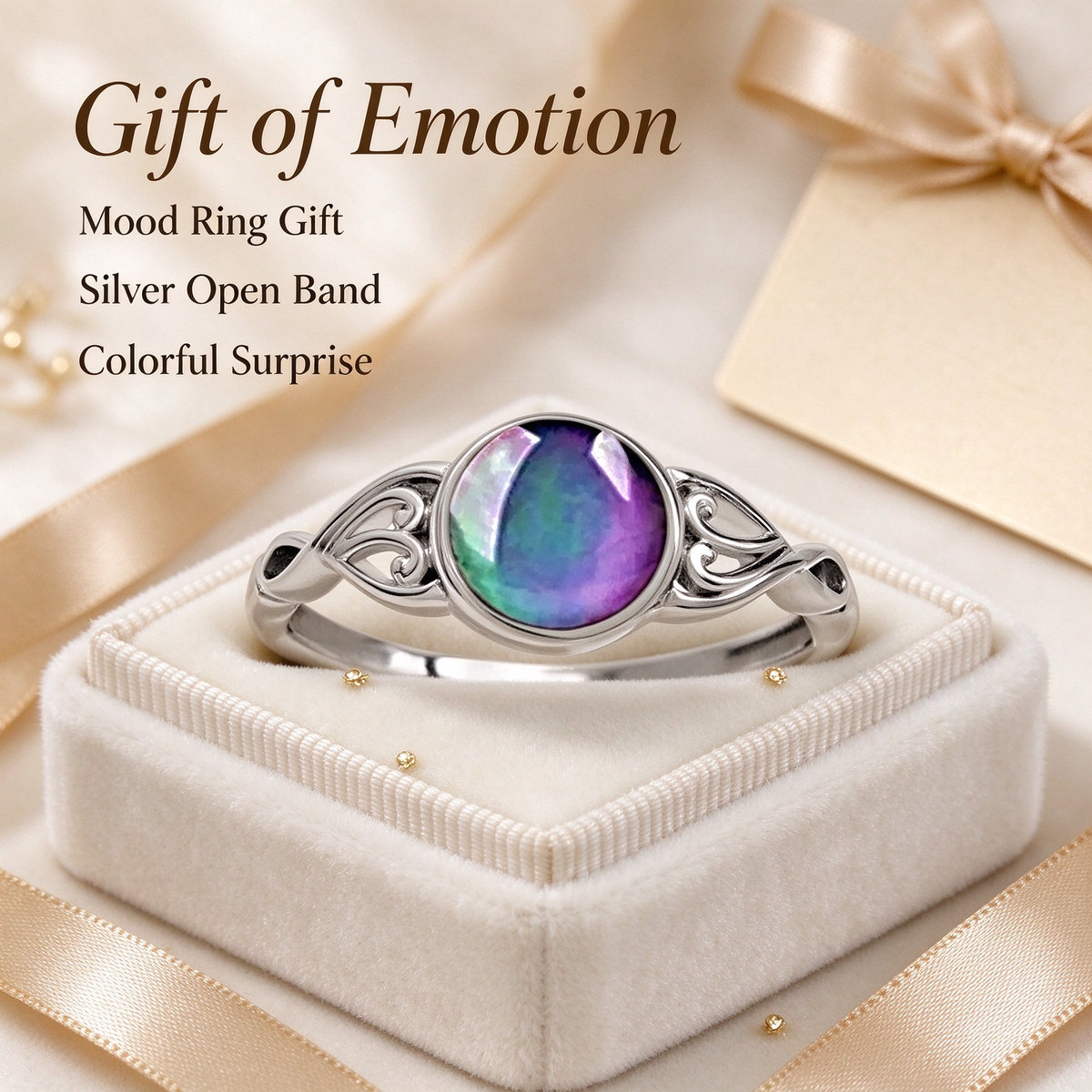 Stylish and Creative Sweet-Style Color-Changing Mood Stone Ring