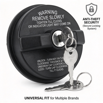 Key-Operated Anti-Theft Lock Metal Locking Gas Cap - Universal Fit