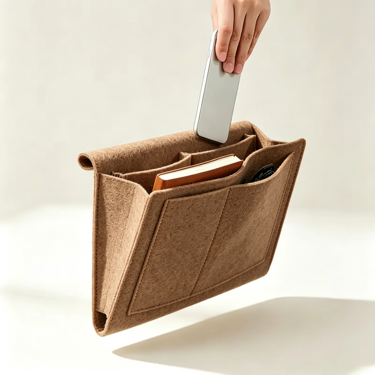 Bedside Caddy, 5 Pockets Felt Bedside Storage Organizer, Hanging Storage Organizer