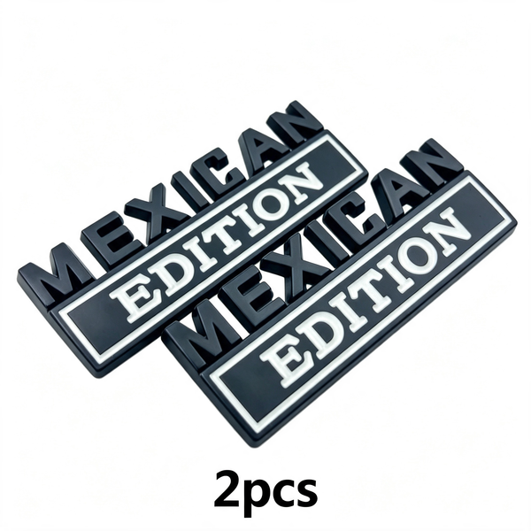 2Pcs Mexican Edition Emblem for Car, 3D Car Letters Metal Material Sticker