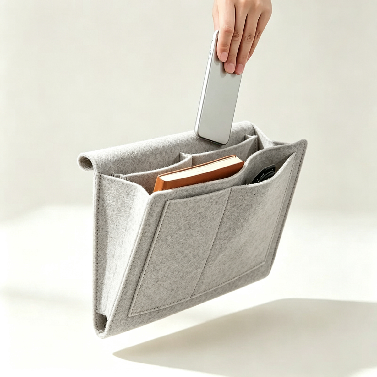 Bedside Caddy, 5 Pockets Felt Bedside Storage Organizer, Hanging Storage Organizer