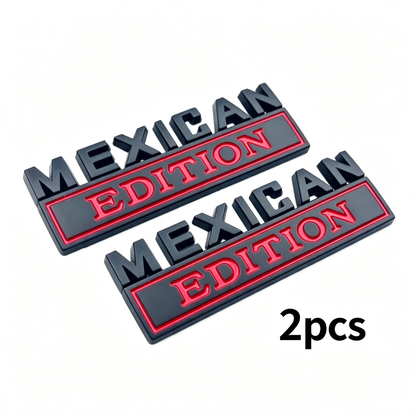 2Pcs Mexican Edition Emblem for Car, 3D Car Letters Metal Material Sticker