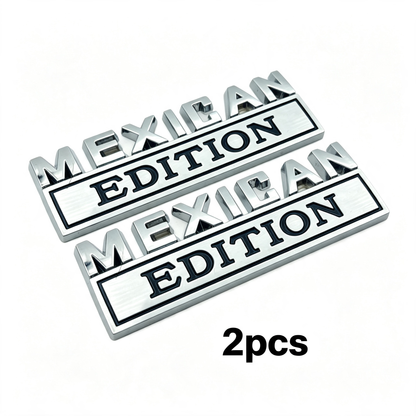 2Pcs Mexican Edition Emblem for Car, 3D Car Letters Metal Material Sticker