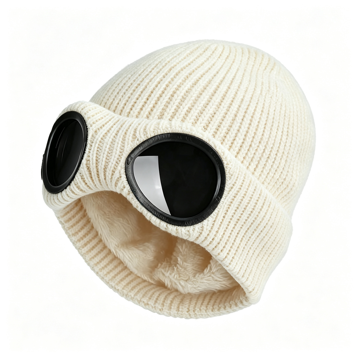 Unisex Goggle Neutral Fit Cozy Beanie Hat - Warm High-Quality Knit Fabric