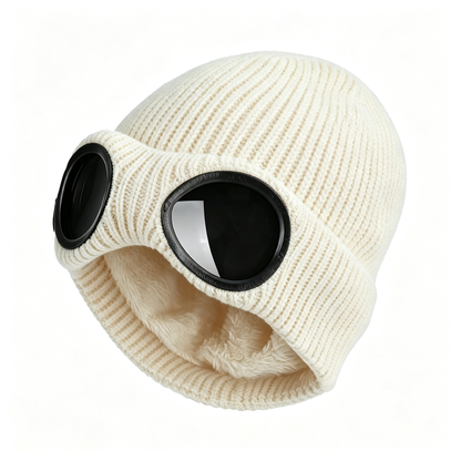 Unisex Goggle Neutral Fit Cozy Beanie Hat - Warm High-Quality Knit Fabric
