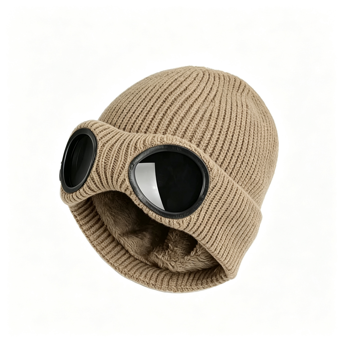 Unisex Goggle Neutral Fit Cozy Beanie Hat - Warm High-Quality Knit Fabric