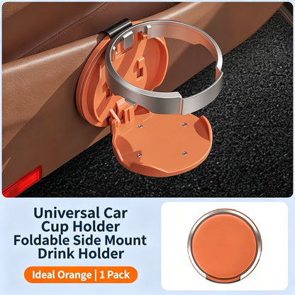 Universal Foldable Car Cup Holder with Hook, Space-Saving Vehicle Drink Holder
