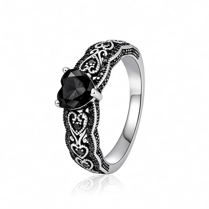 Vintage Black Synthetic Obsidian Ring Energy Crystal Ring