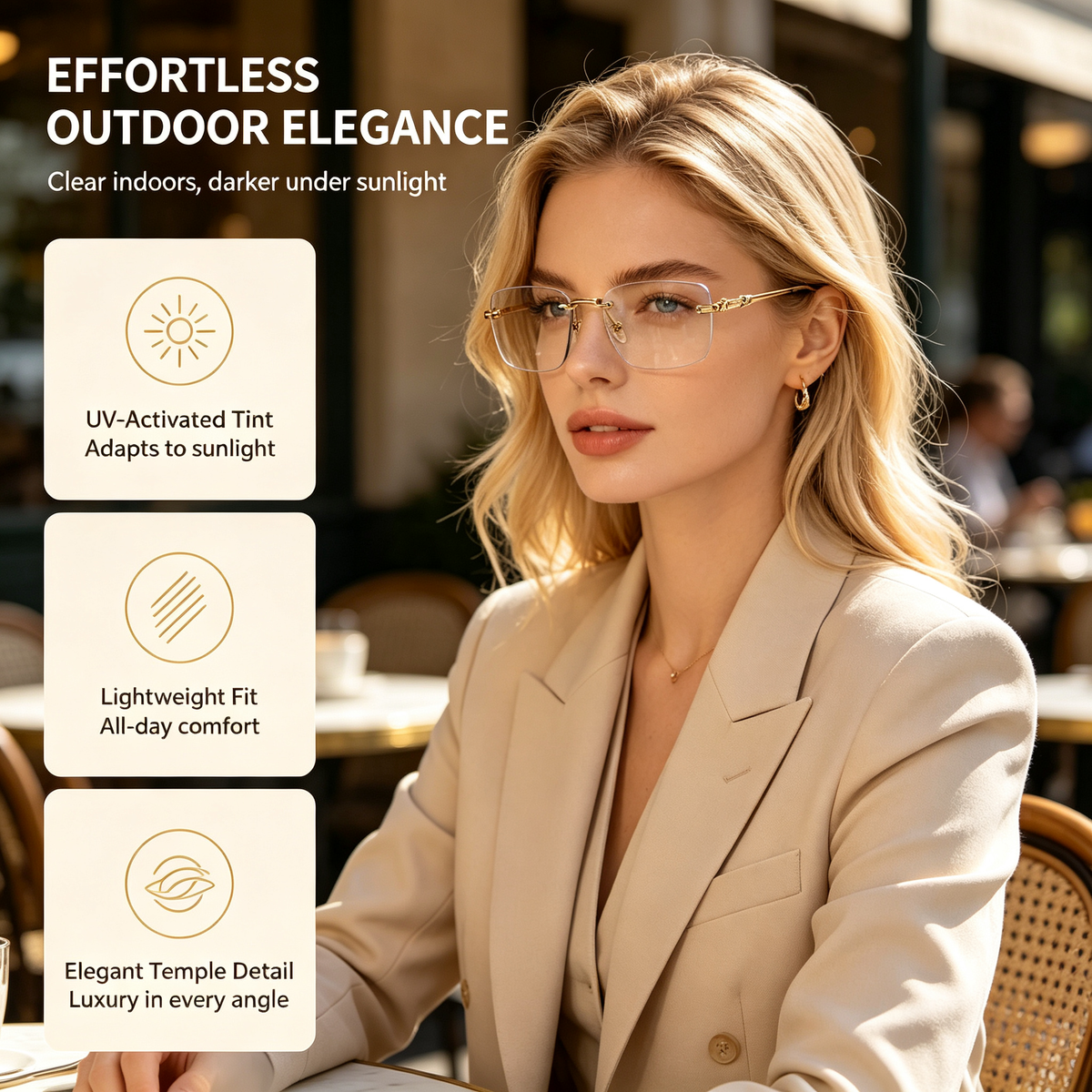 Unisex Frameless Plain Glasses, Casual Style for Daily Wear