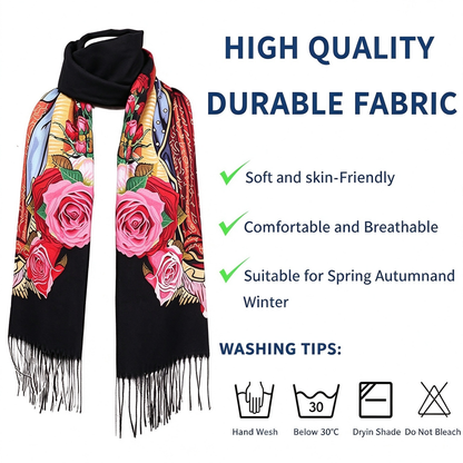 Virgen de Guadalupe Virgin Mary Prayer Shawls Tassel Wraps Cashmere