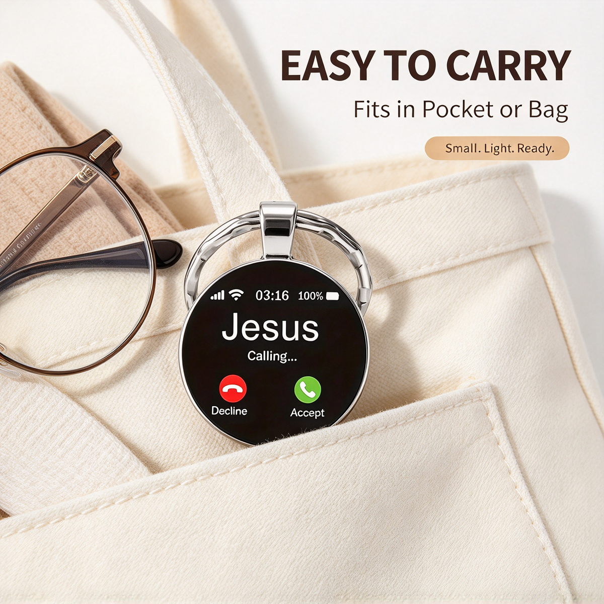 2Pcs Jesus Calling Keychain, Christian Key Ring Gift
