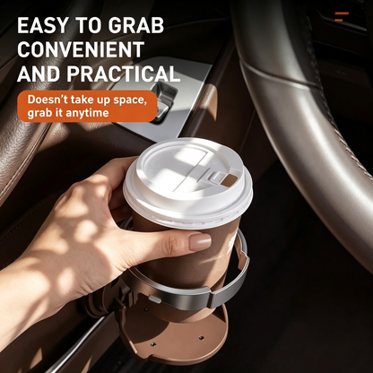 Universal Foldable Car Cup Holder with Hook, Space-Saving Vehicle Drink Holder