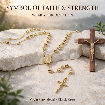 Virgin Mary Cross Clavicle Chain Rosary Necklace Long Necklace