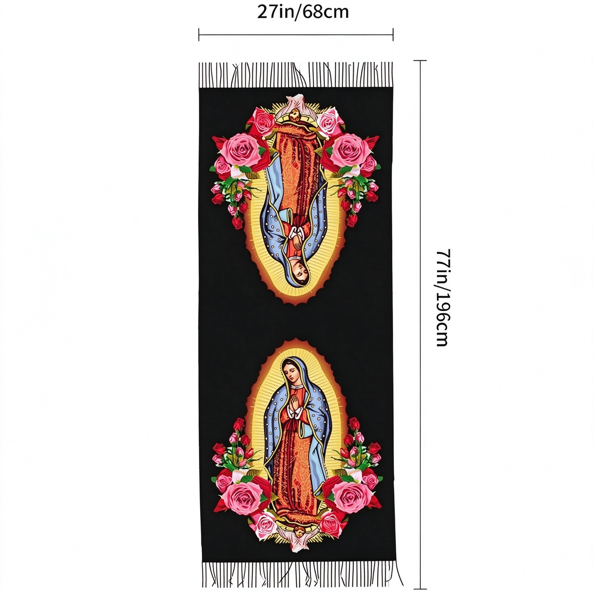 Virgen de Guadalupe Virgin Mary Prayer Shawls Tassel Wraps Cashmere