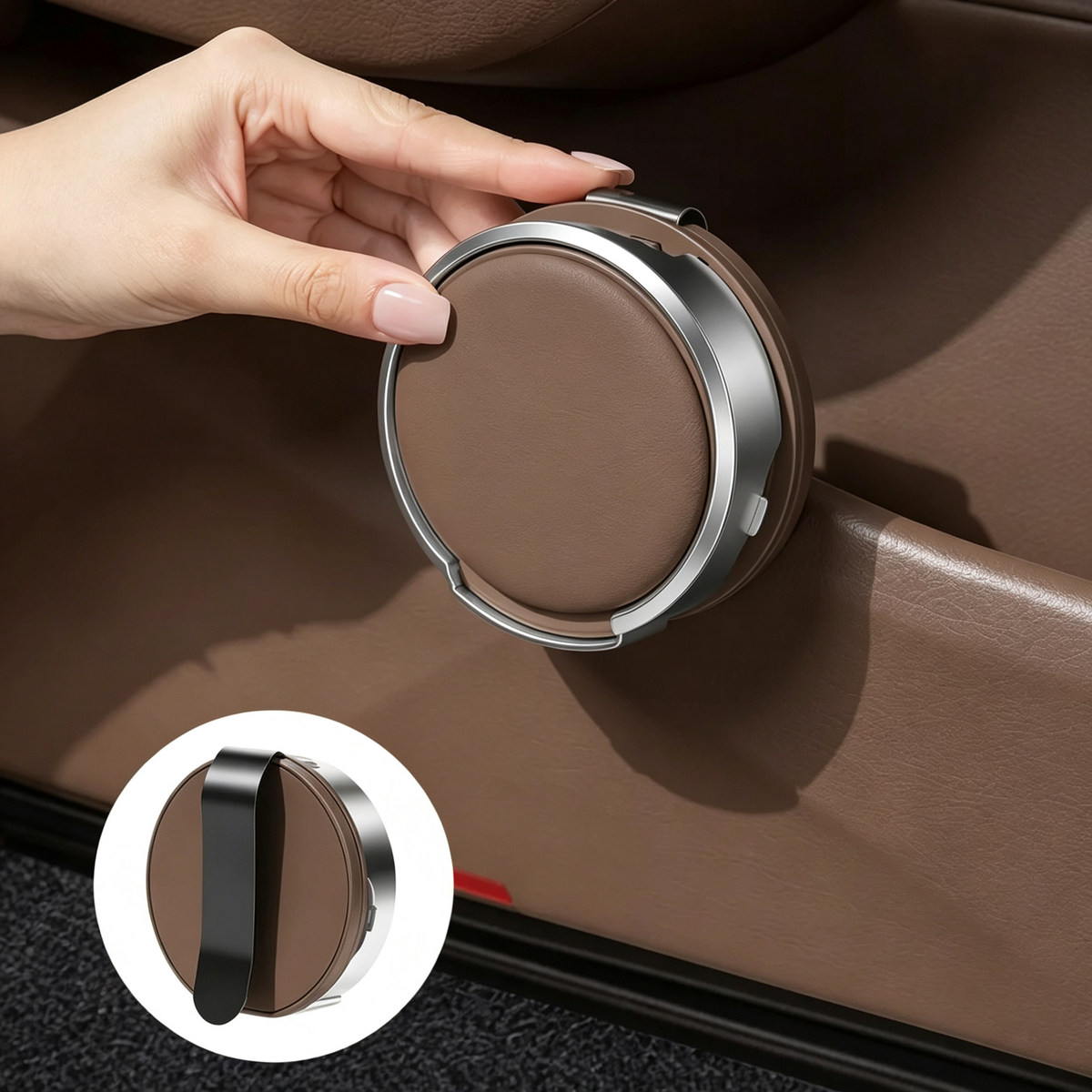 Universal Foldable Car Cup Holder with Hook, Space-Saving Vehicle Drink Holder