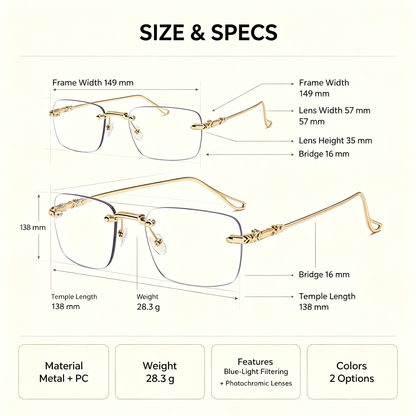 Unisex Frameless Plain Glasses, Casual Style for Daily Wear