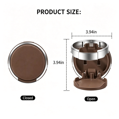 Universal Foldable Car Cup Holder with Hook, Space-Saving Vehicle Drink Holder