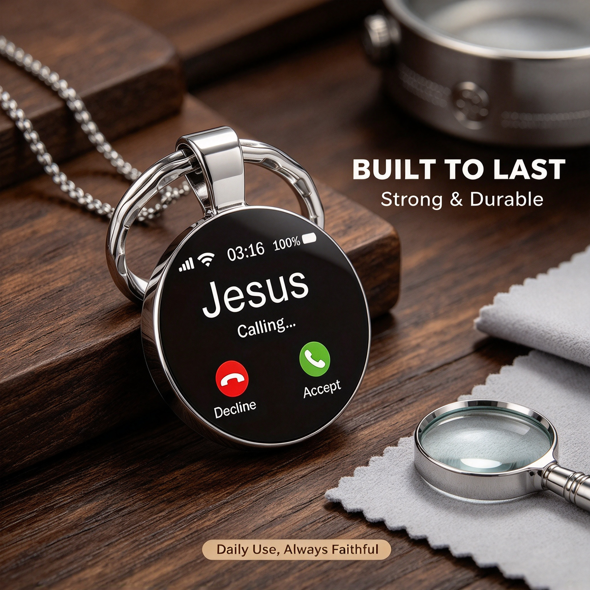 2Pcs Jesus Calling Keychain, Christian Key Ring Gift