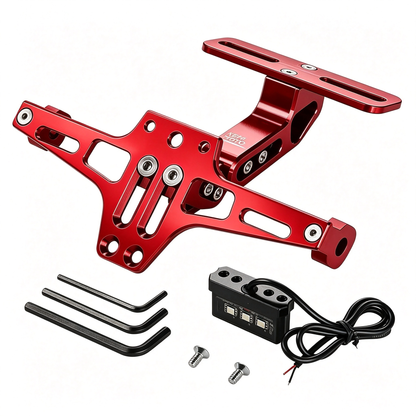 Universal Motorcycle License Plate Bracket with LED Light Aluminum