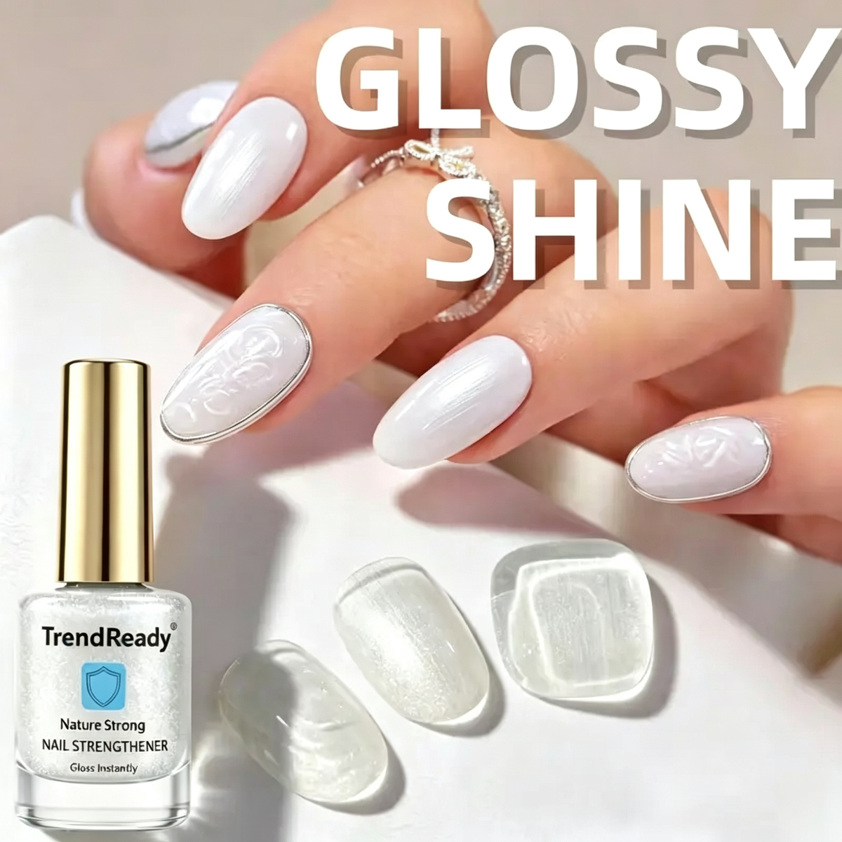 2PCS Pearly Silver Shimmer Liquid Nail Enhancer Coating Quick-drying