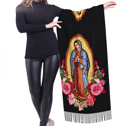 Virgen de Guadalupe Virgin Mary Prayer Shawls Tassel Wraps Cashmere