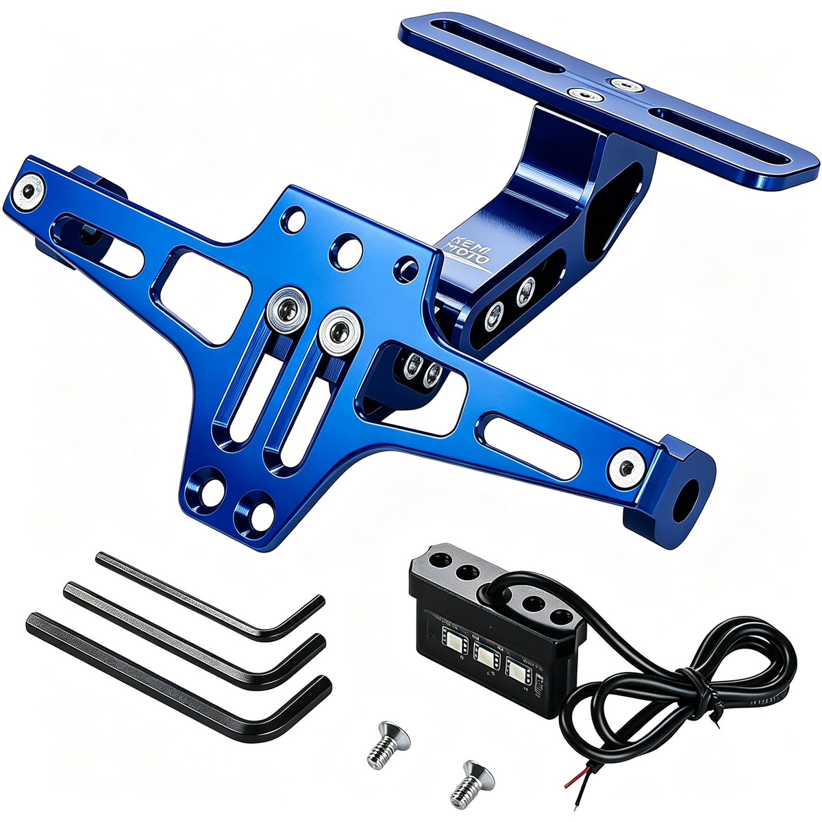 Universal Motorcycle License Plate Bracket with LED Light Aluminum