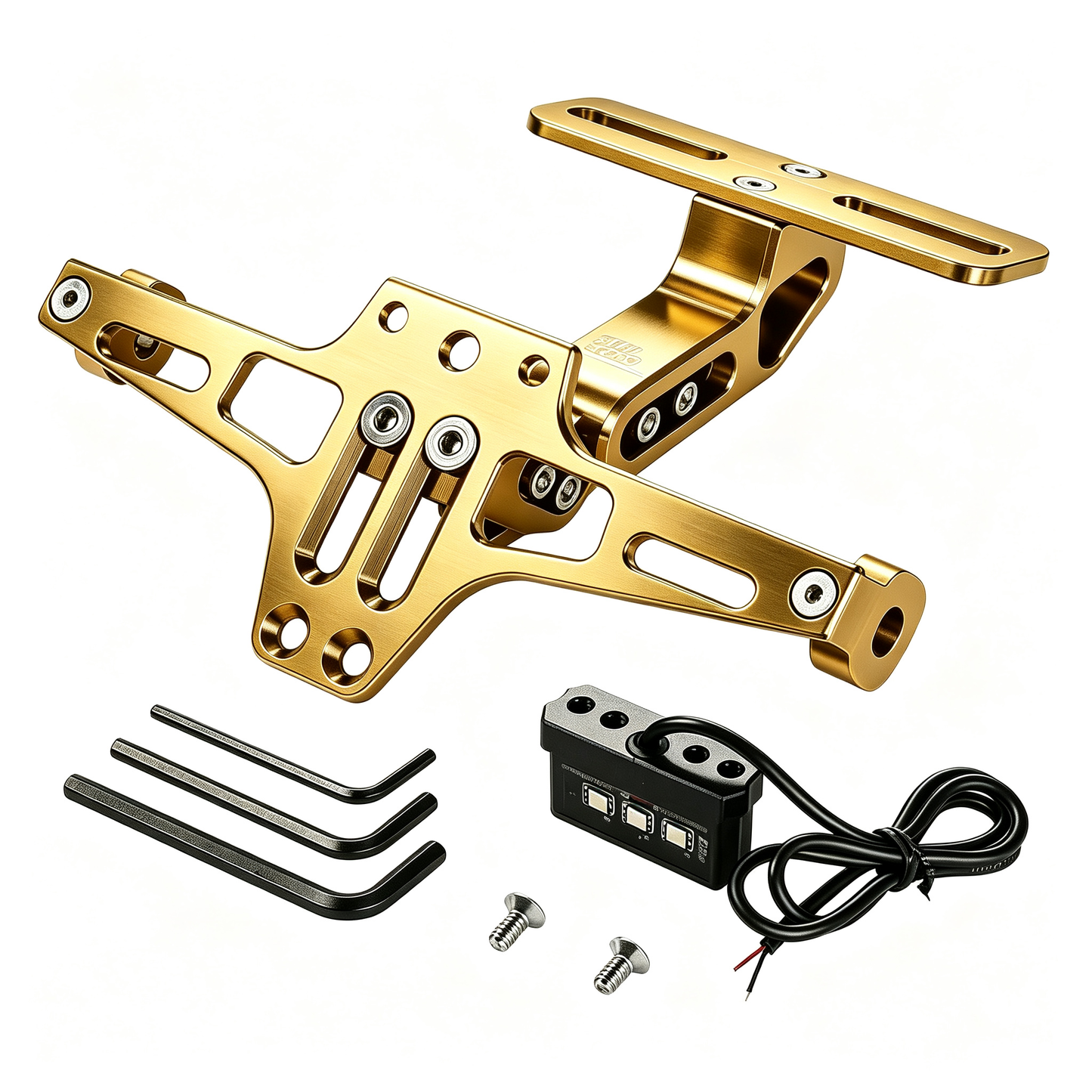 Universal Motorcycle License Plate Bracket with LED Light Aluminum