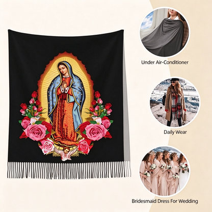 Virgen de Guadalupe Virgin Mary Prayer Shawls Tassel Wraps Cashmere