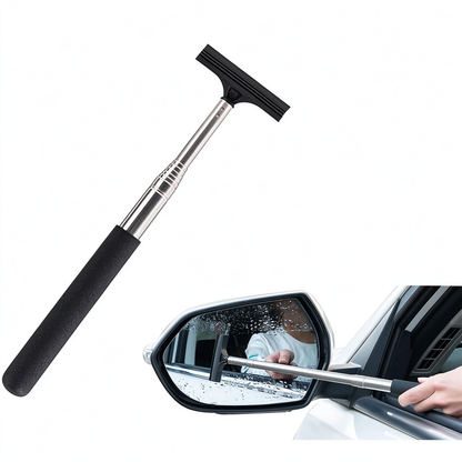 2PCS Black Retractable Car Rearview Mirror Wiper Long Handle Portable