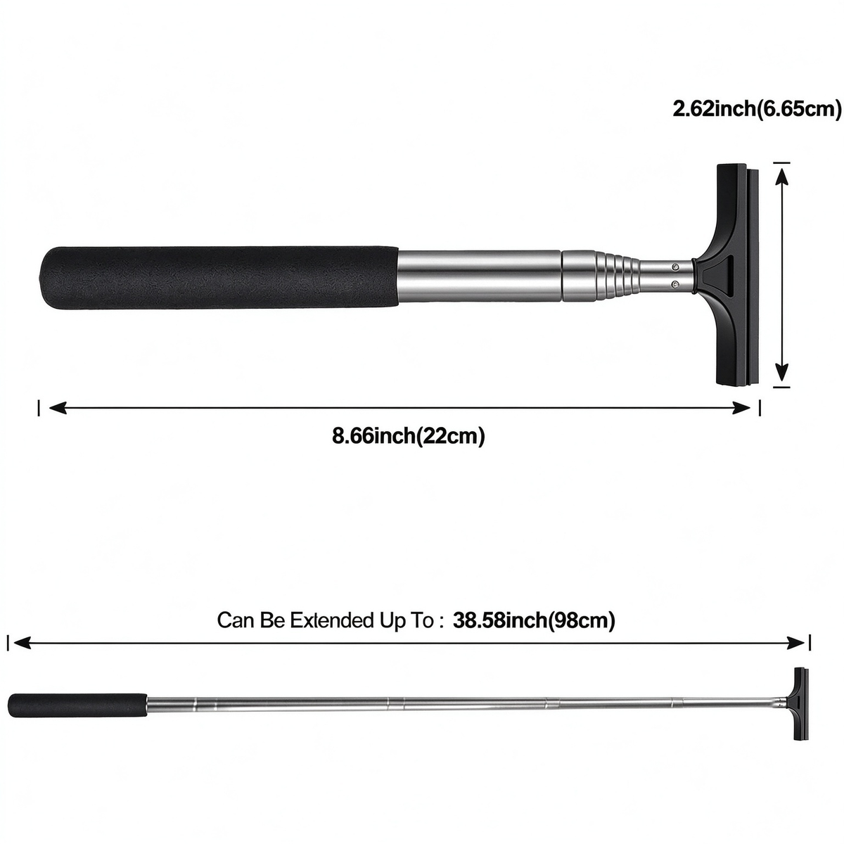 2PCS Black Retractable Car Rearview Mirror Wiper Long Handle Portable