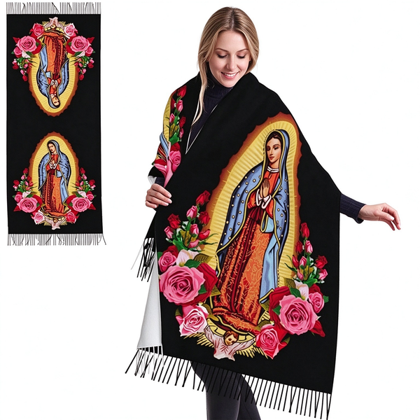 Virgen de Guadalupe Virgin Mary Prayer Shawls Tassel Wraps Cashmere