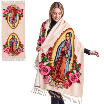 Virgen de Guadalupe Virgin Mary Prayer Shawls Tassel Wraps Cashmere