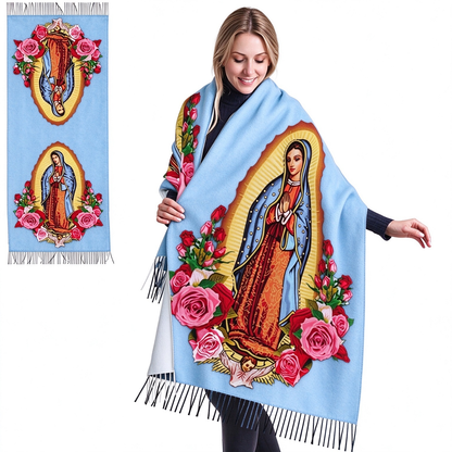 Virgen de Guadalupe Virgin Mary Prayer Shawls Tassel Wraps Cashmere