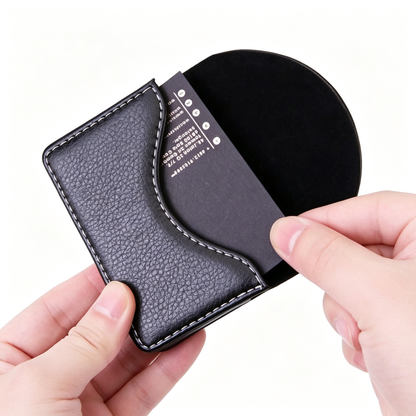 Leather Business Card Holder Walle for Men or Women